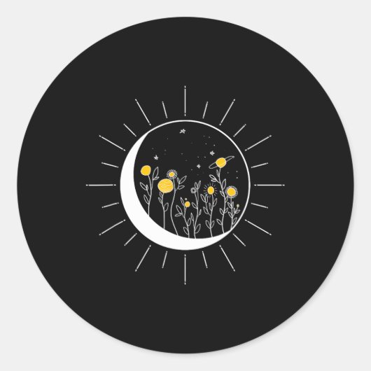 日月食太陽の花惑星おもしろい宇宙 ラウンドシール (正面)