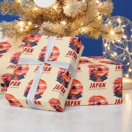 日本おもしろいユーモア夕焼け風景 ラッピングペーパー (クリスマス)