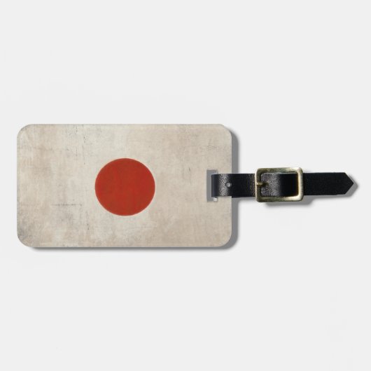 日本からの汚れたヴィンテージの旗が付いている荷物のラベル ラゲッジタグ (正面横)