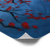 日本さくらんぼ花プリント ポスター (角)