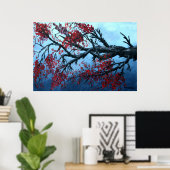 日本さくらんぼ花プリント ポスター (ホームオフィス)