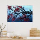 日本さくらんぼ花プリント ポスター (キッチン)