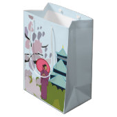 日本さくらんぼ花芸者着物Japan ミディアムペーパーバッグ (裏面アングル)