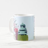 日本さくらんぼ芸者着物 コーヒーマグカップ (正面左)