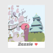 日本さくらんぼ芸者着物 シール (シート)