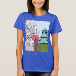 日本さくらんぼ芸者着物 Tシャツ