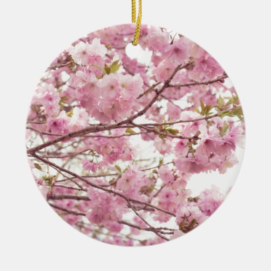 日本でさくらんぼの花を咲かせる セラミックオーナメント (正面)