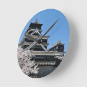 日本での桜の花見 ラウンド壁時計 (傾斜)