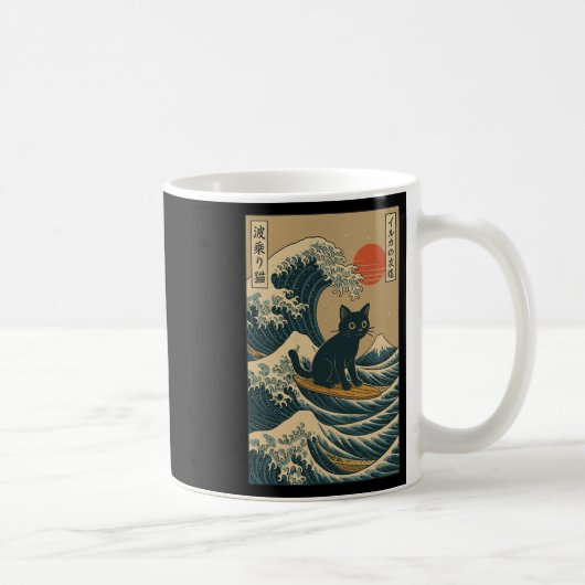 日本でサーフィンをする猫 コーヒーマグカップ (右)