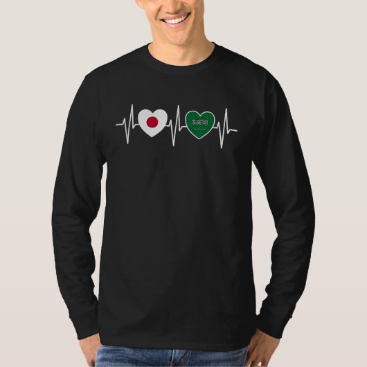 日本とサウジアラビア サウジアラビアの国旗 フラグ Tシャツ (正面)
