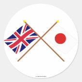 日本と英国の国旗が交差 ラウンドシール (正面)