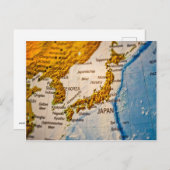 日本と韓国の地図 ポストカード (正面/裏面)