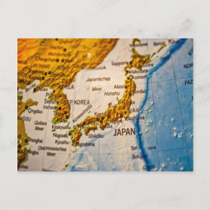 日本と韓国の地図 ポストカード