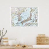 「日本と韓国: 1945年詳細地図… ポスター (キッチン)