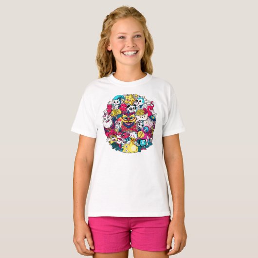 日本のお絵かきアート Tシャツ (正面フル)