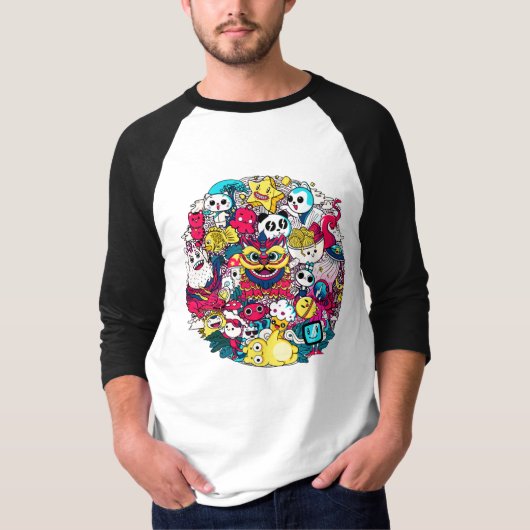 日本のお絵かきアート Tシャツ (正面)