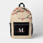 日本のお花見の桜 モノグラム入りカスタムデザイン プリントバックパック (正面)