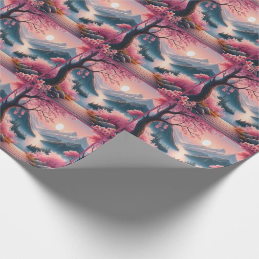 日本のお花見山林風景 ラッピングペーパー (角)