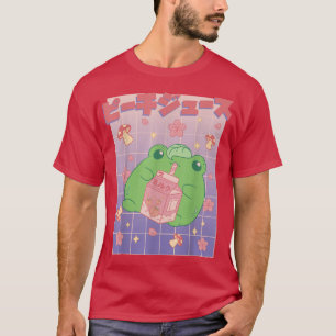 日本のかわいいカエルいちごミルクジャパンむしろ Tシャツ