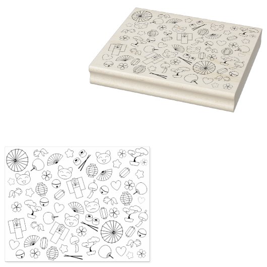 日本のかわいいドードルかわいい文化彩色ページ ラバースタンプ (押印)