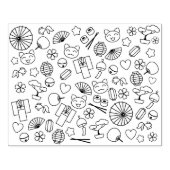 日本のかわいいドードルかわいい文化彩色ページ ラバースタンプ (インプリント)