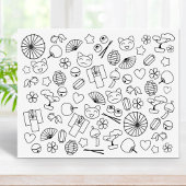 日本のかわいいドードルかわいい文化彩色ページ ラバースタンプ