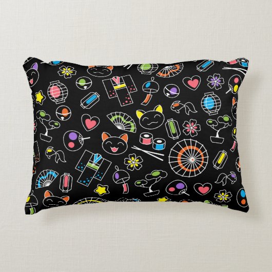 日本のかわいい文化ドードルオンブラック アクセントクッション (正面)