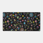 日本のかわいい文化ドードルオンブラック デスクマット (正面)