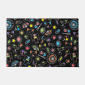 日本のかわいい文化ドードルオンブラック ドアマット (正面)