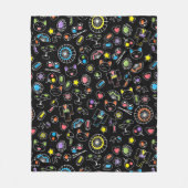 日本のかわいい文化ドードルオンブラック フリースブランケット (正面)
