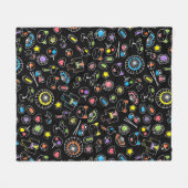 日本のかわいい文化ドードルオンブラック フリースブランケット (正面(横))