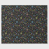 日本のかわいい文化ドードルオンブラック ラッピングペーパー (フラット)