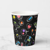 日本のかわいい文化ドードルオンブラック 紙コップ (正面)