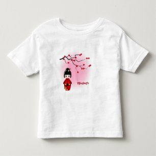 日本のこけし人形の桜名ガールシャツ トドラーTシャツ