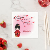 日本のこけし人形の桜 スタンダードカクテルナプキン (インサイチュ)