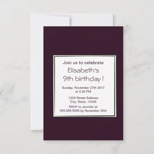 日本のこけし人形アットテンプルガール子供の誕生日 招待状 (裏面)