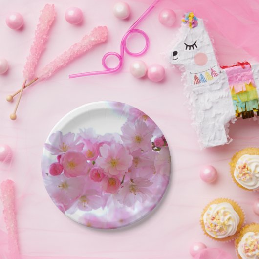 日本のさくらんぼの木の花 ペーパープレート (パーティー)