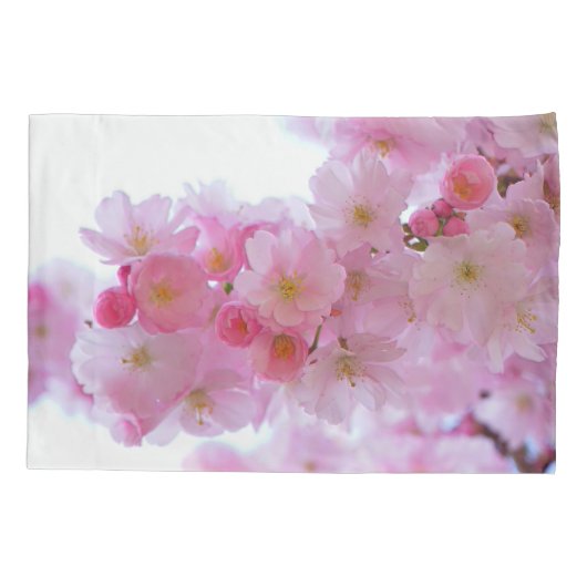 日本のさくらんぼの木の花 枕カバー (裏面)