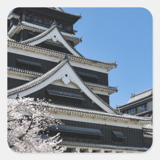 日本のさくらんぼの花 スクエアシール (正面)