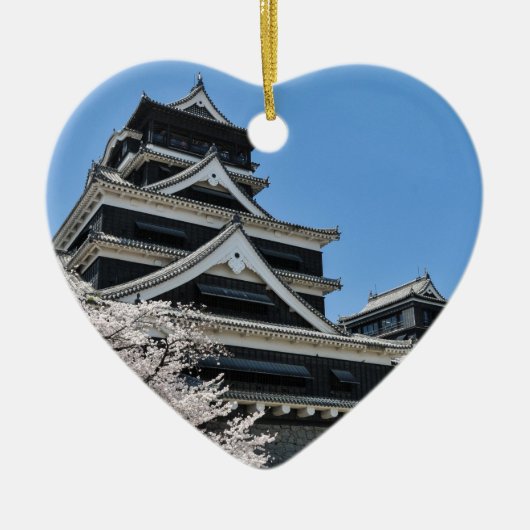 日本のさくらんぼの花 セラミックオーナメント (正面)