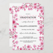 日本のさくらんぼフローラ縁ど卒業 招待状 (正面/裏面)