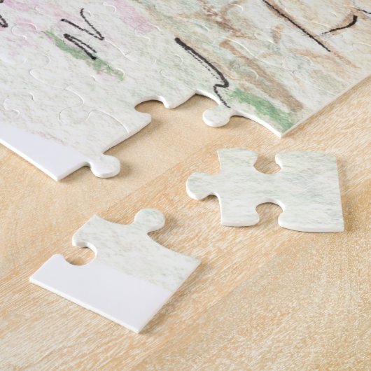 日本のさくらんぼ花水彩地鋸パズル ジグソーパズル (側面)