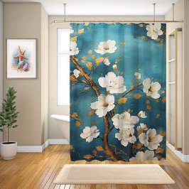 日本のさくらんぼ花水彩 シャワーカーテン