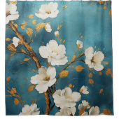 日本のさくらんぼ花水彩 シャワーカーテン (正面)