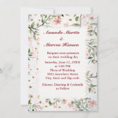 日本のさくらんぼ花結婚咲 招待状 (正面)