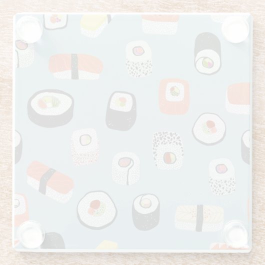 日本のすし握り巻き転がパターン（の模様が）ある0 ガラスコースター (裏面)