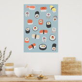 日本のすし握り巻き転が ポスター (キッチン)