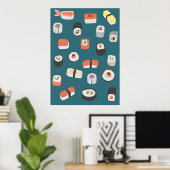 日本のすし握り巻き転が ポスター (ホームオフィス)