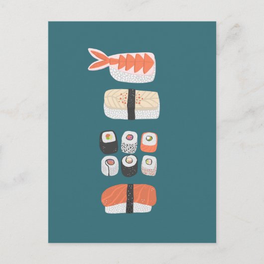 日本のすし握り巻き転が ポストカード (正面)