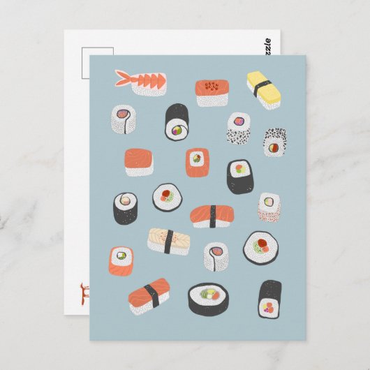 日本のすし握り巻き転が ポストカード (正面/裏面)